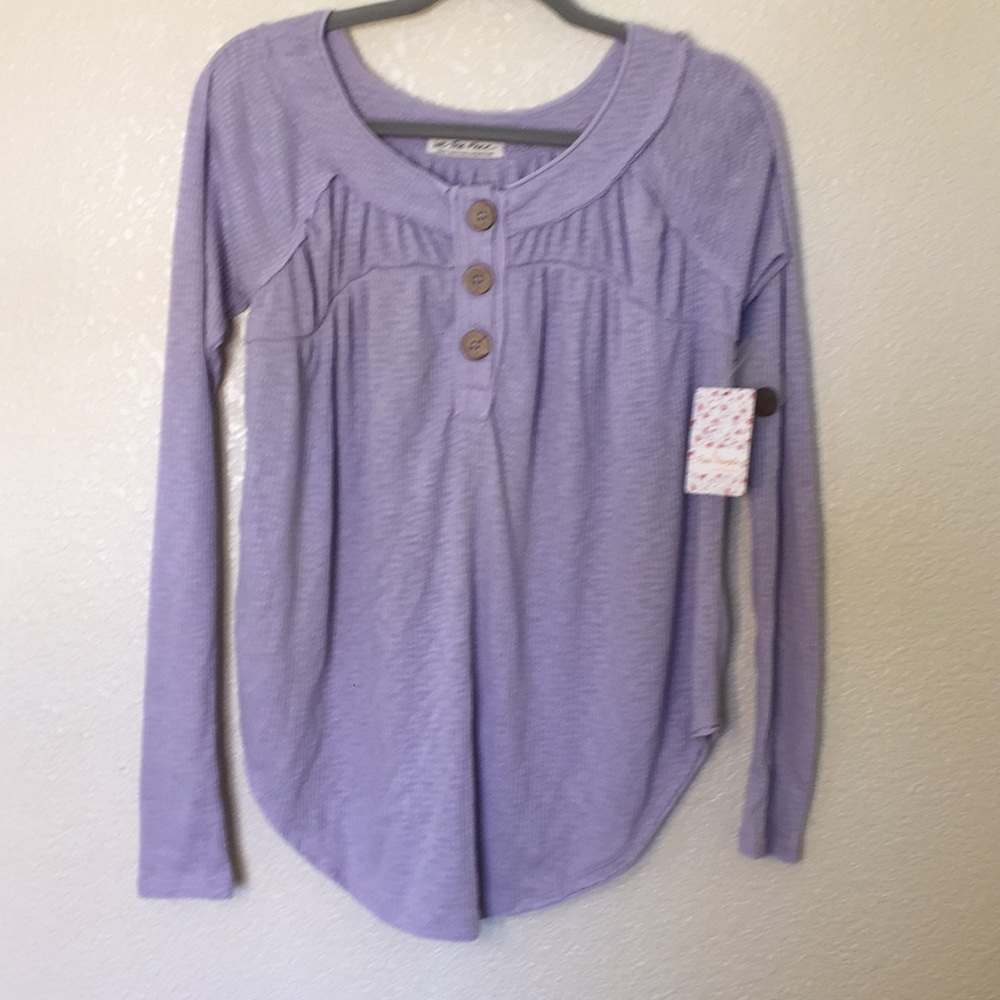 Free People Lilac Cloud Henley top